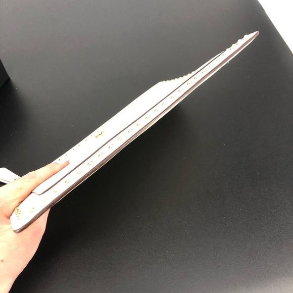 DVF On the Go Studded Zip Pouch in Parchment Cream Gold Studs - Picture 6 of 13